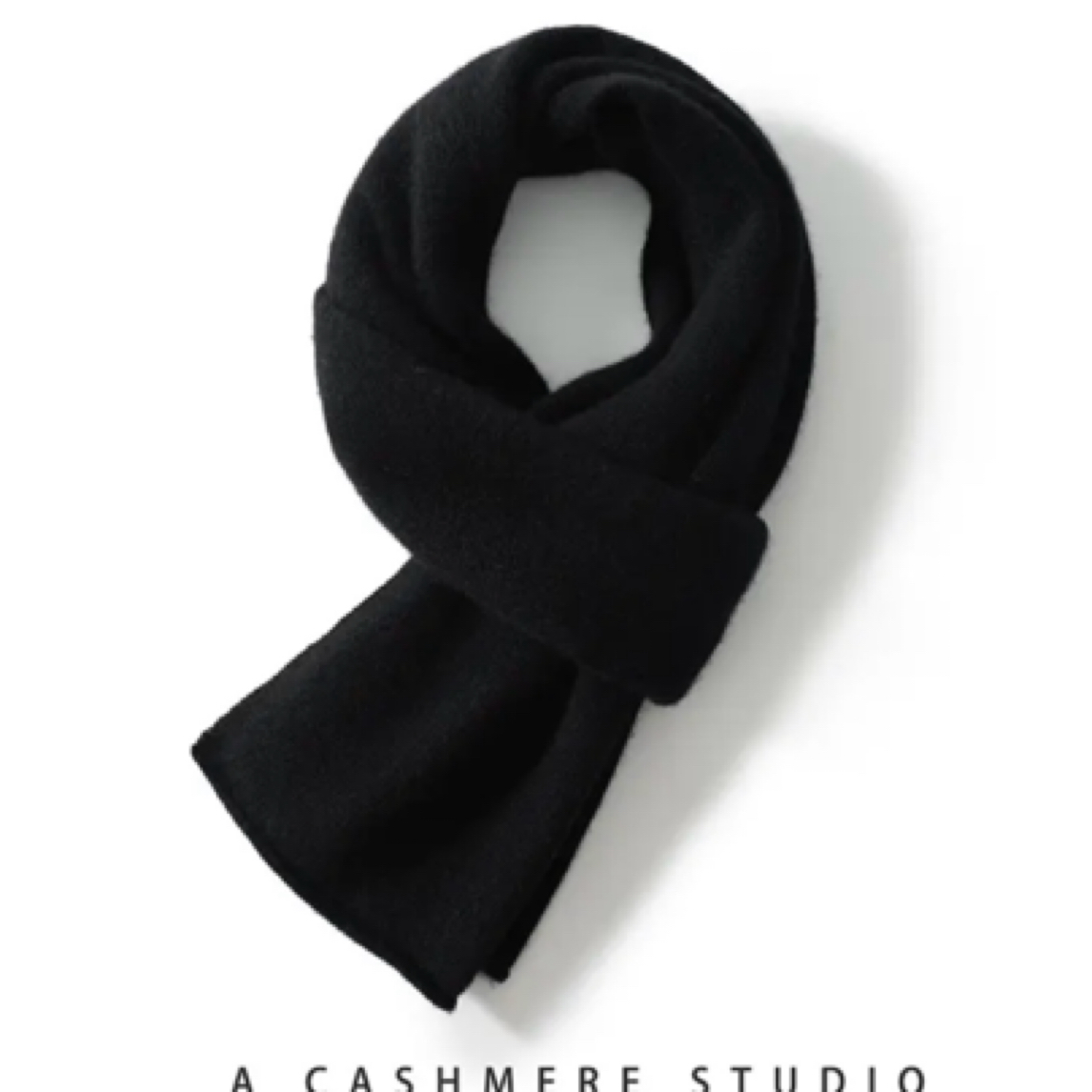 100%山羊绒围巾脖套时尚软糯舒适亲肤黑色男士小孩围巾高级感保暖