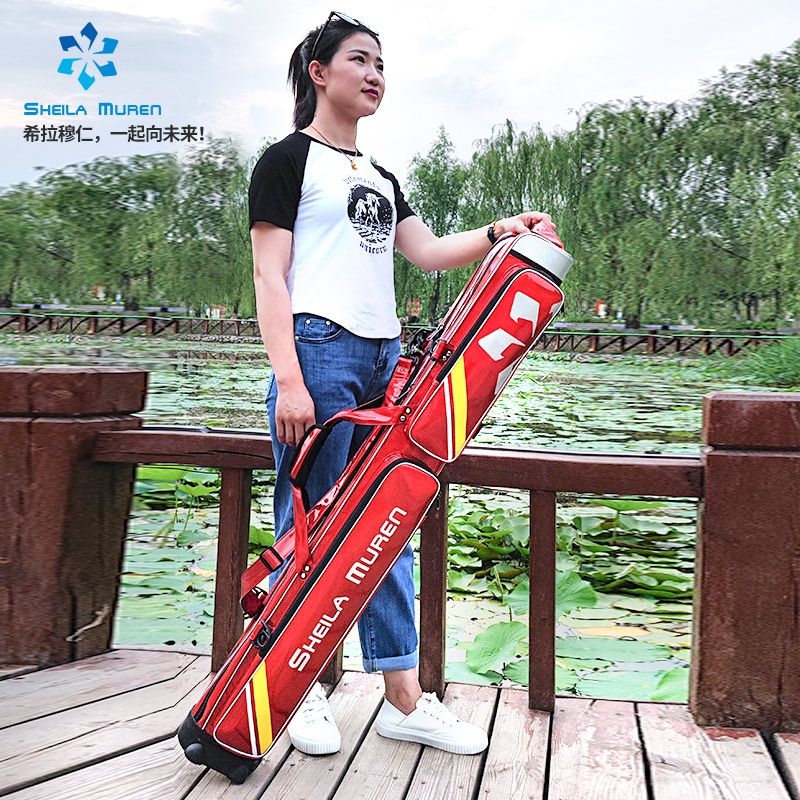 希拉穆仁炫彩时尚双层渔具包，YKK拉链，KAM高强度扣具。