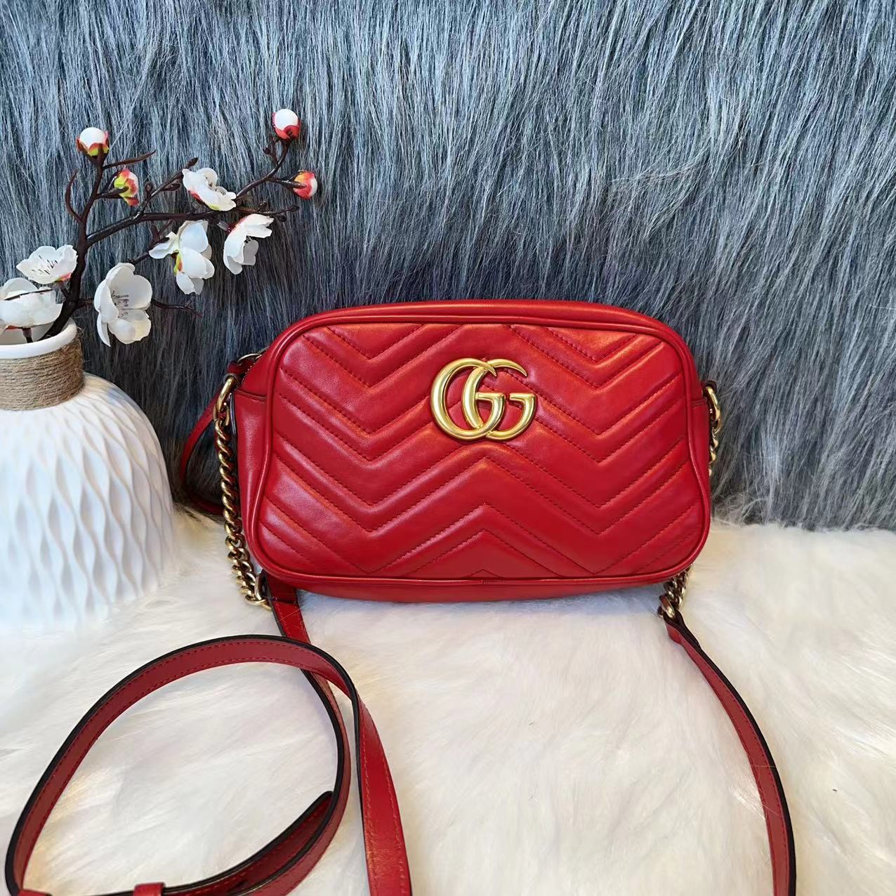 95新 GUCCI/古驰 Gucci古驰 红金马蒙相机包 K02155