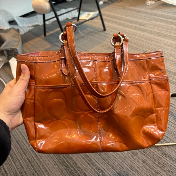 95新 COACH/蔻驰 coach美拉德色手提包
