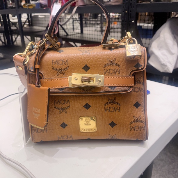 95新 MCM MCM经典干邑色手提包