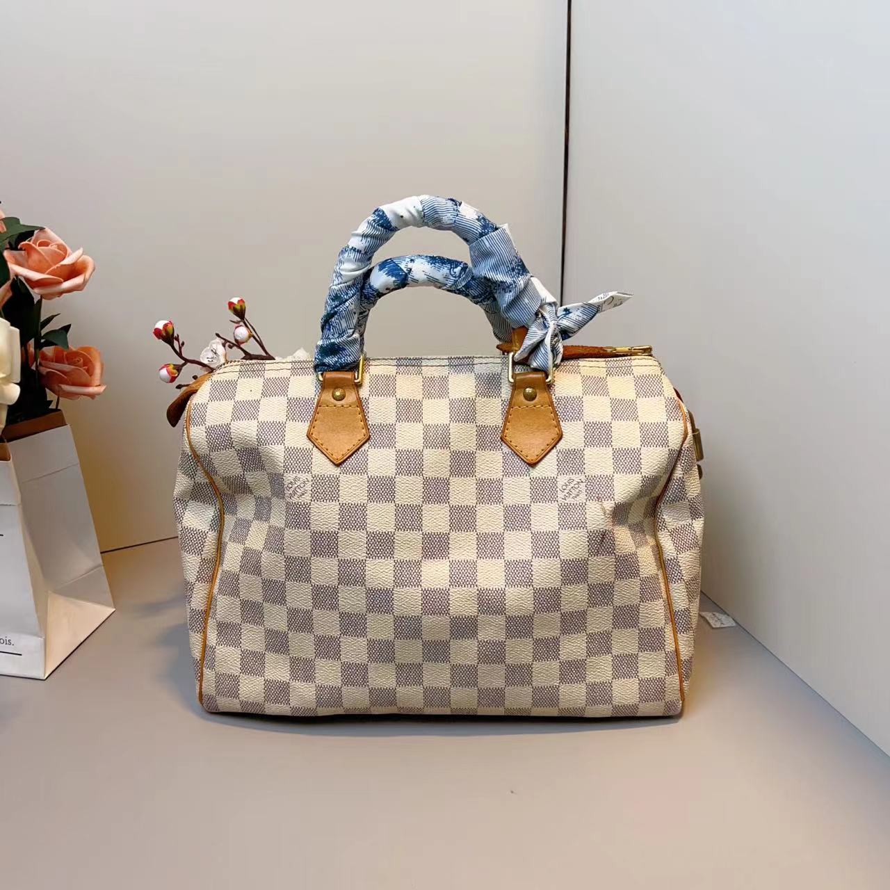 95新 LouisVuitton/路易威登 Lv 路易威登白棋盘speedy30 K02294