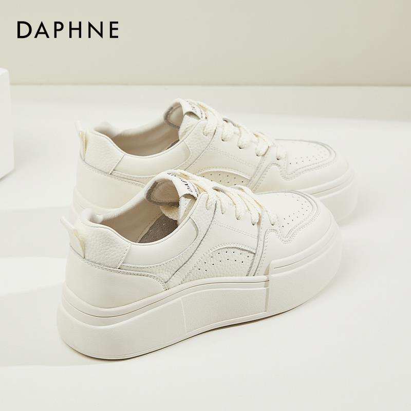 达芙妮Daphne厚底时装板鞋女2024年春季新款休闲鞋透气百搭小白鞋
