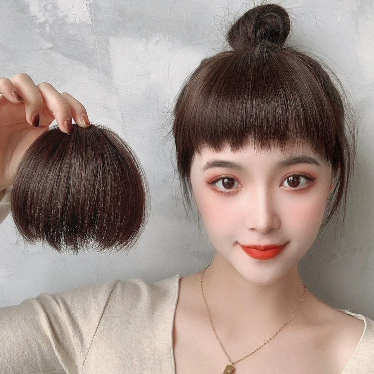 空气刘海片狗啃刘海女仿真自然前额新款法式气质刘海假发隐形发帘