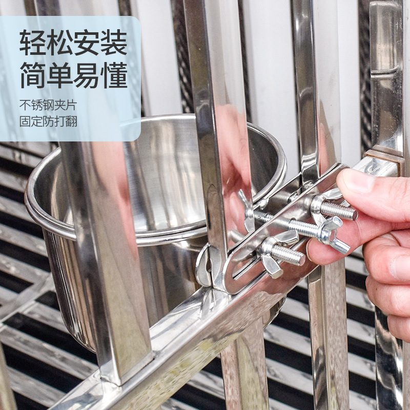 狗食盆狗碗狗盆挂笼式不锈钢牢固防打翻猫碗大中小型犬宠物悬挂碗