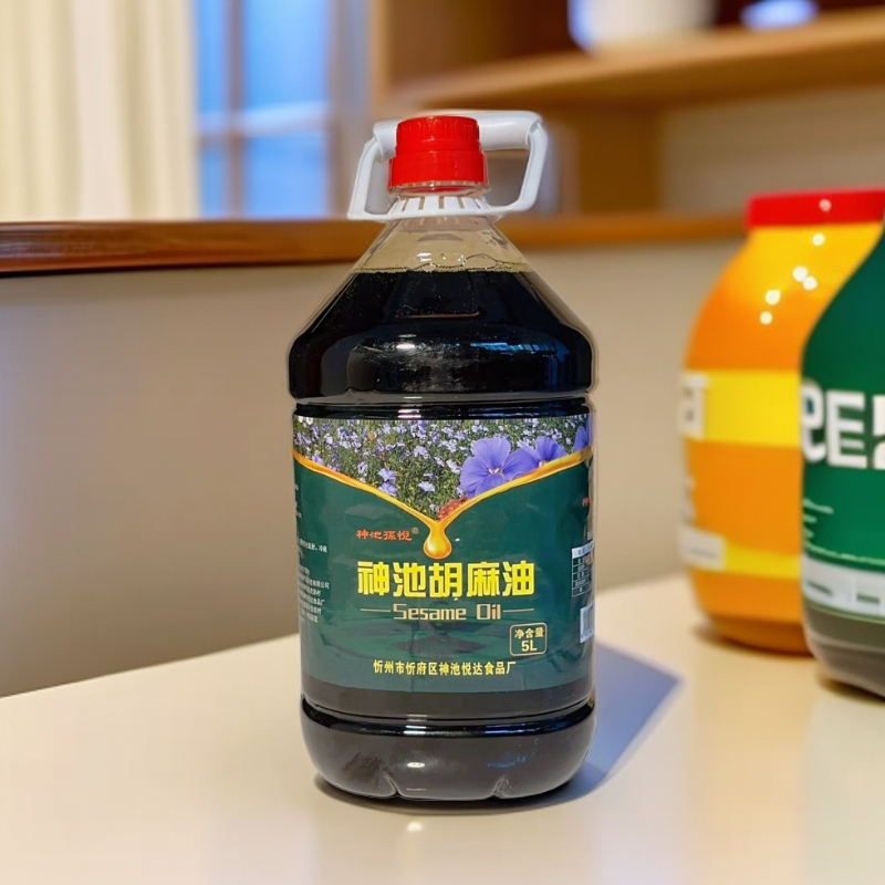 正宗神池纯胡麻油热炸亚麻籽油胡麻籽油炒菜食用油5L