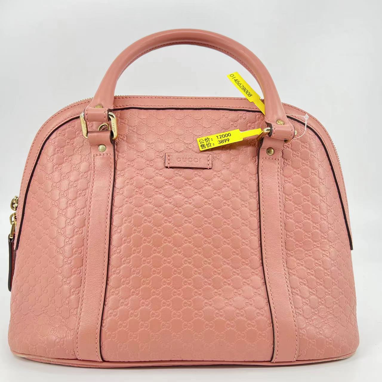 95新  雨田名品/gucci古驰手提包单肩包6690斜跨中号压纹漆皮竹节