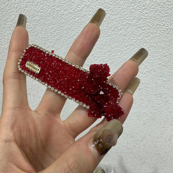 铜合金耳饰 B-54（满9.9包邮）红色砂糖拜拜夹发饰