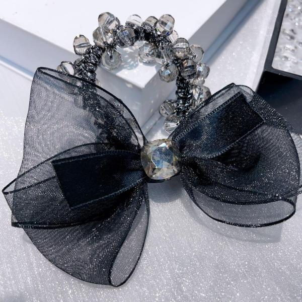 H860（满9.9包邮）高级水水黑色薄纱蝴蝶结