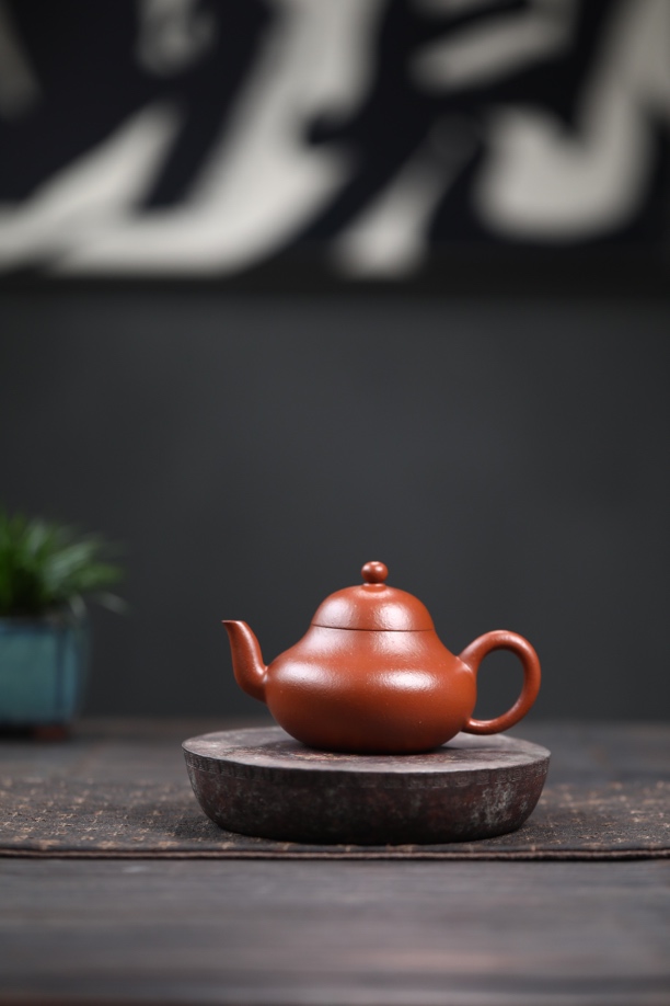 【梨形】宜兴原矿赵庄朱泥30目生砂生料全手工制180cc梨形紫砂壶