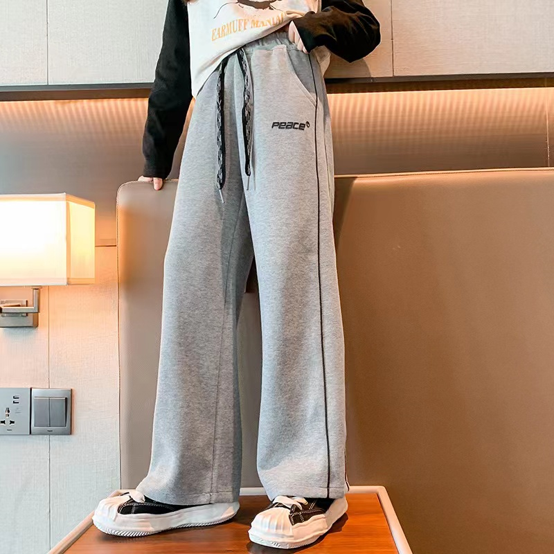 女童裤子加绒春秋2025新款儿童休闲长裤秋季女大童直筒阔腿裤秋装