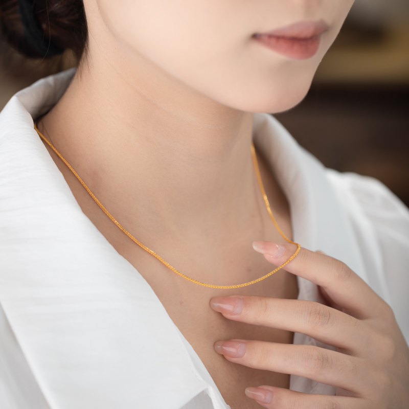 链子足银 肖邦链素链可调节经典百搭链子素款坠链