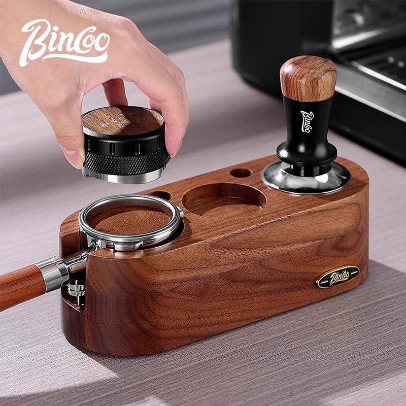 Bincoo意式咖啡压粉底座布粉器压粉器收纳底座家用胡桃木咖啡器