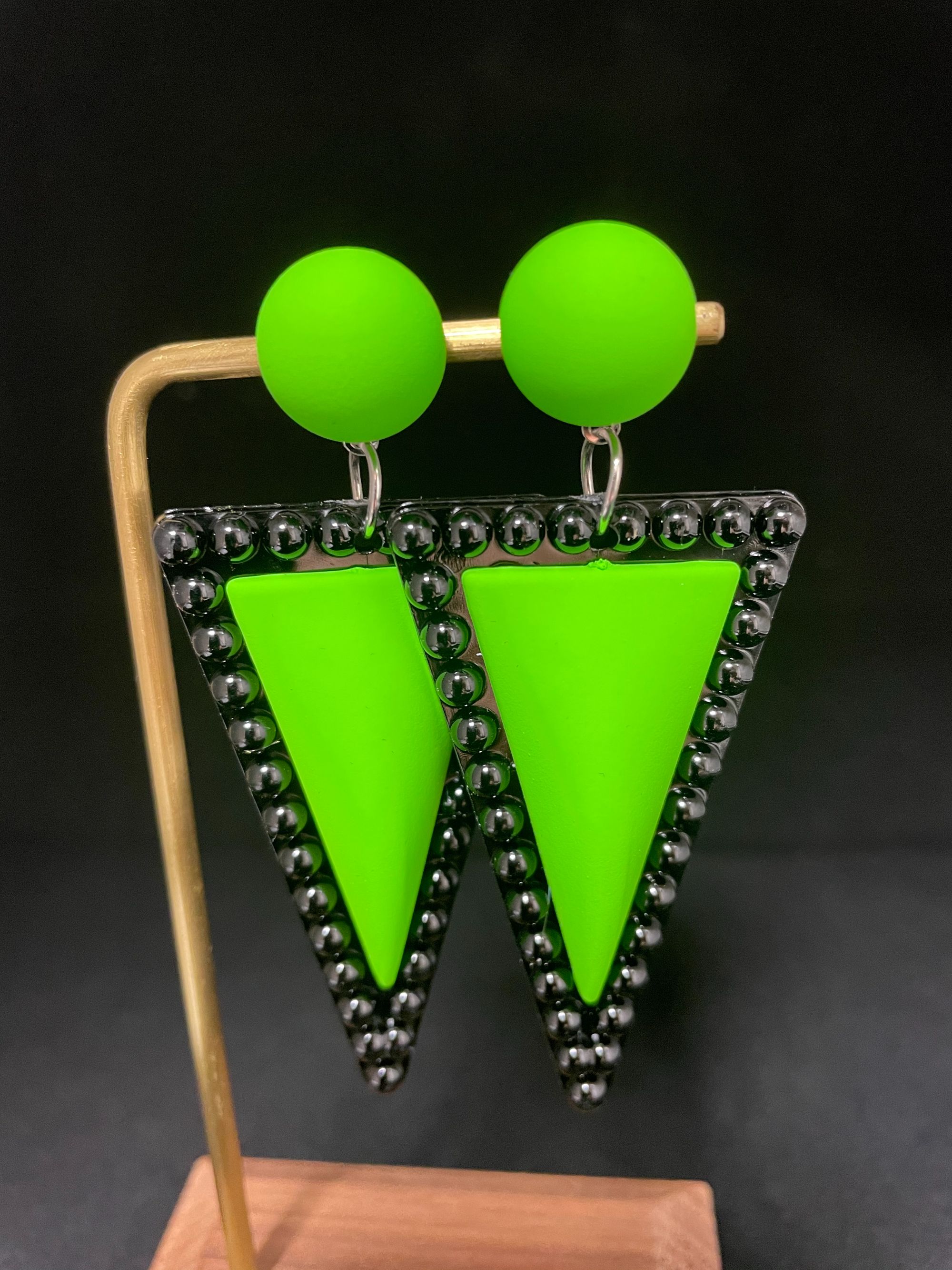 铁合金亚克力耳饰 大气绿色三角个性张扬辣妹耳饰耳环饰品时尚