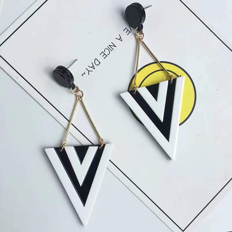 铁合金亚克力耳饰 欧美流行大款个性三角形夸张耳饰耳环