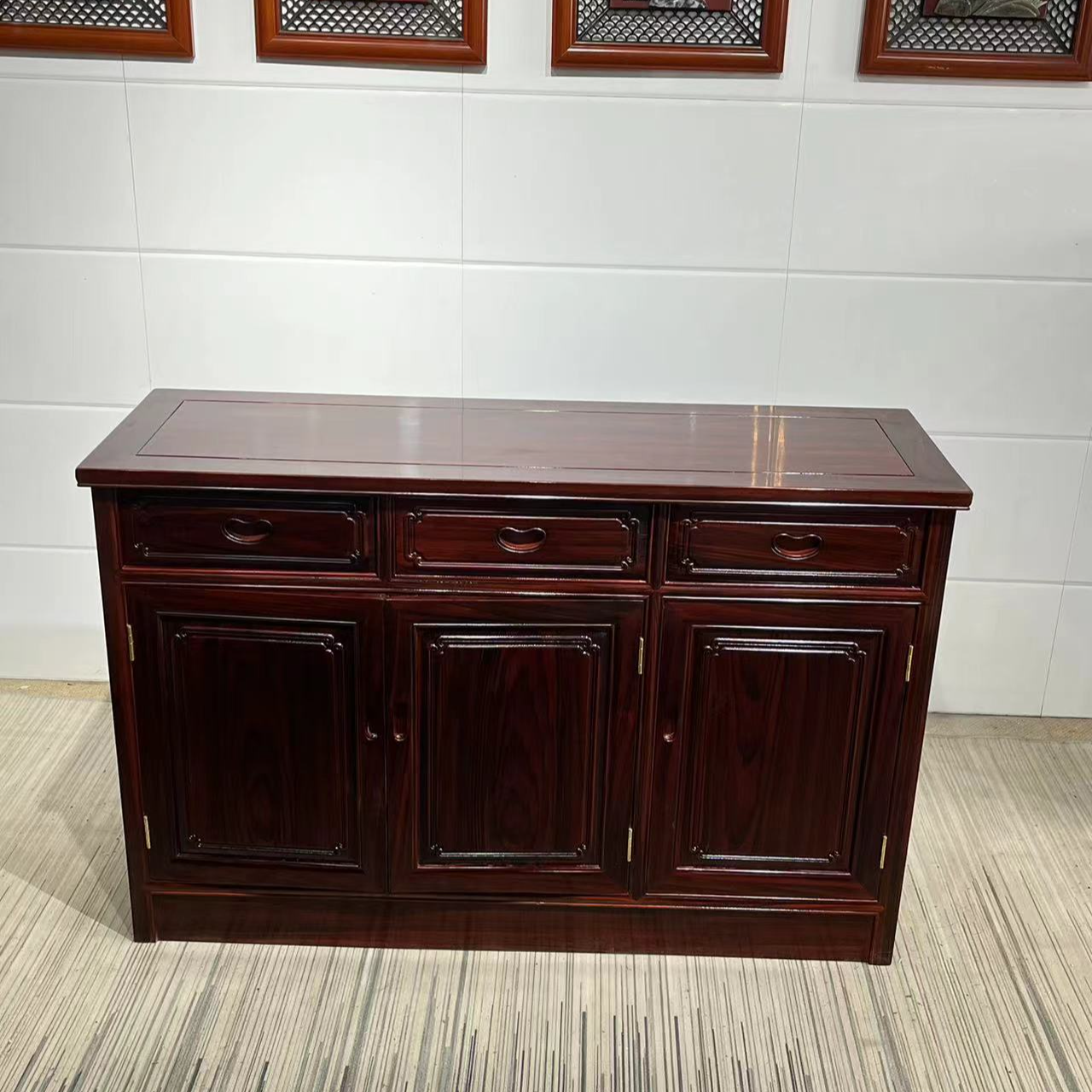 映天红家具酸枝餐边柜储物柜新中式茶水柜四门抽柜三门餐柜餐厅柜