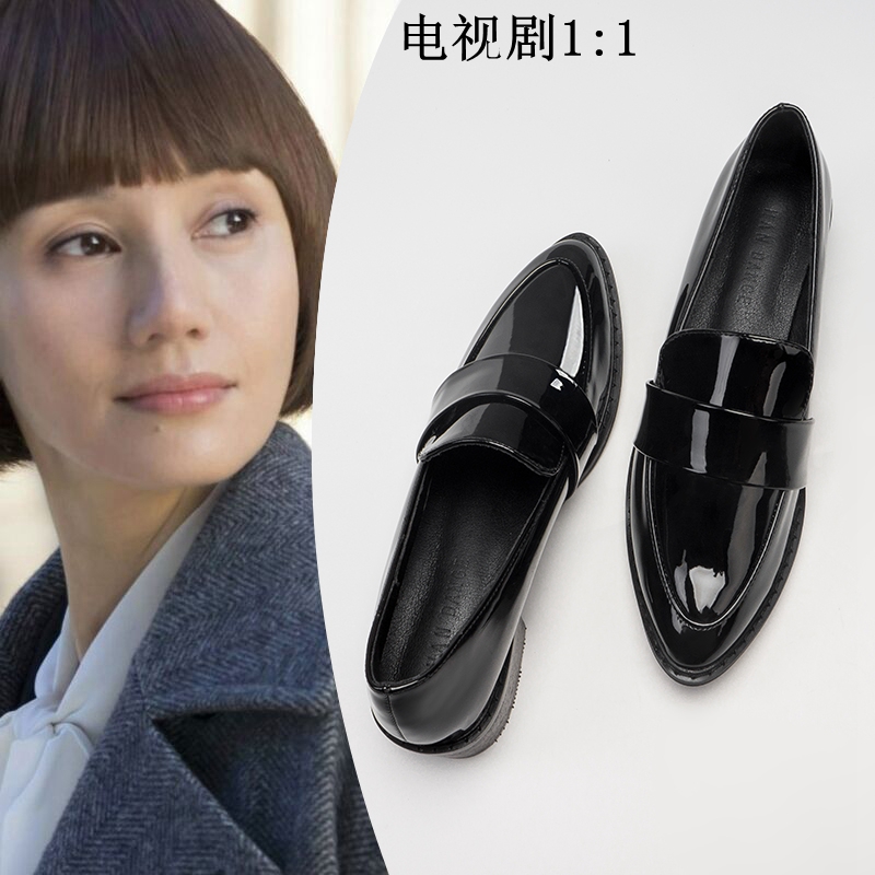 百丽纯爱全真皮乐福鞋单鞋女款女士百搭英伦风小皮鞋通勤工作鞋黑