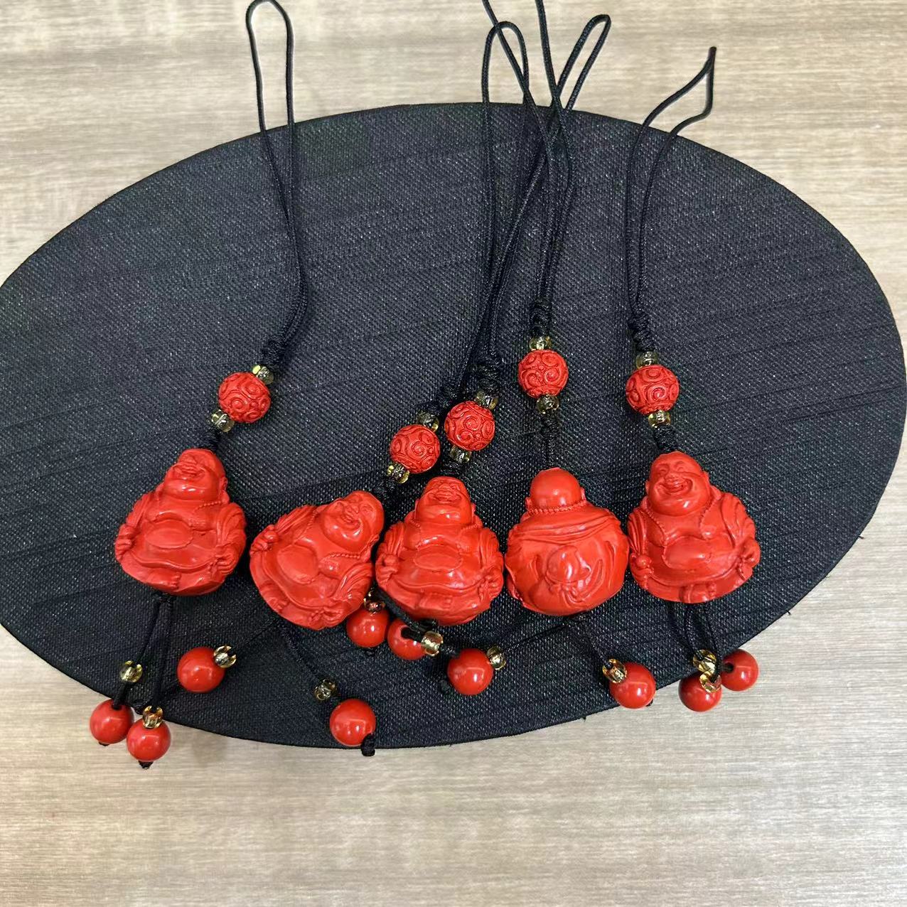 含辰砂工艺品朱砂小佛公包挂（多样性发一件）