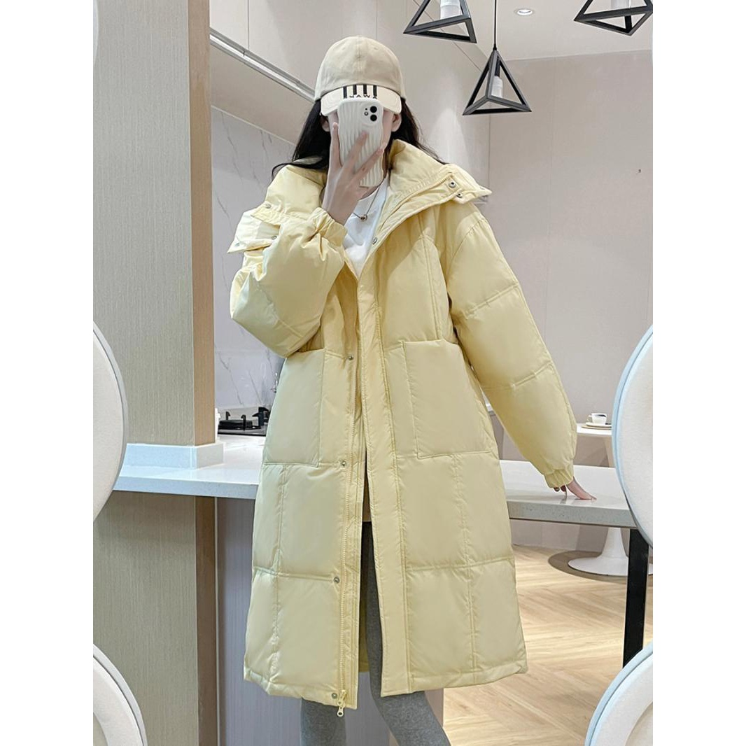 新款服女中长款过膝小个子韩版宽松连帽大口袋2023新款外套