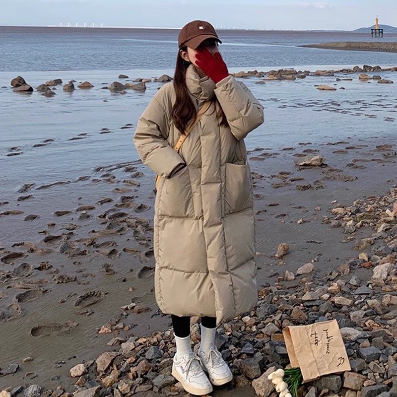 加厚棉服女2023冬季新款韩版宽松bf棉服中长款过膝棉袄立领外套mm