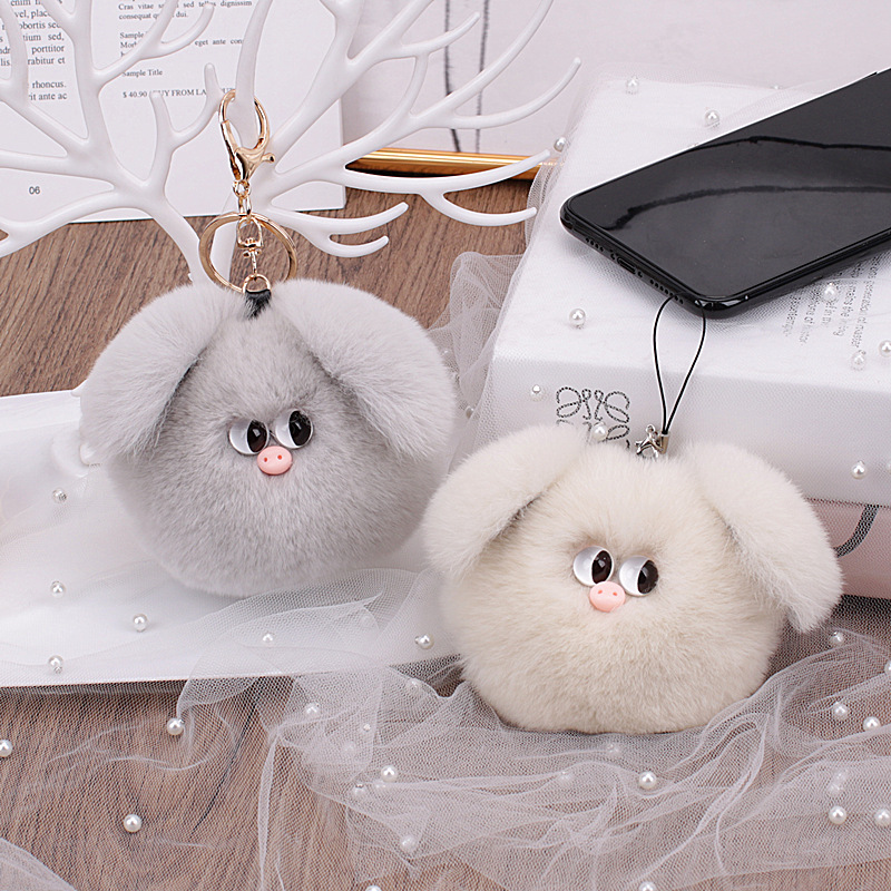 【小猪头】可爱獭兔毛包包挂件汽车钥匙扣节日礼物毛绒公仔手机挂饰