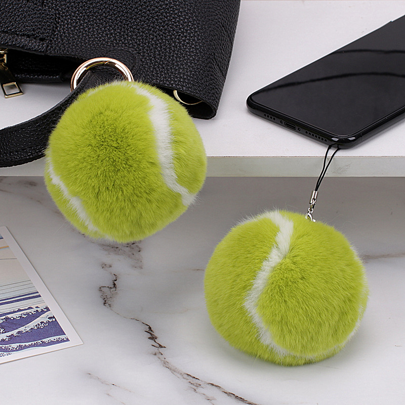 【网球】真獭兔毛毛球包挂件汽车钥匙扣情侣公仔节日礼物毛绒球玩偶