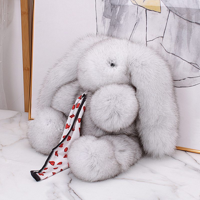 【狐狸毛大兔子】可爱真皮毛一体玩偶六一节日礼品520礼物室内摆件