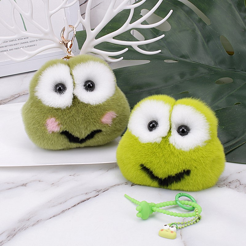 【大眼蛙】可爱獭兔毛青蛙王子包挂件汽车钥匙扣情侣挂饰凝天裘缘