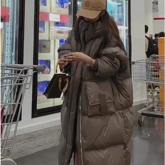 2023冬季新款韩版服女中长款过膝小个子宽松加厚保暖外套