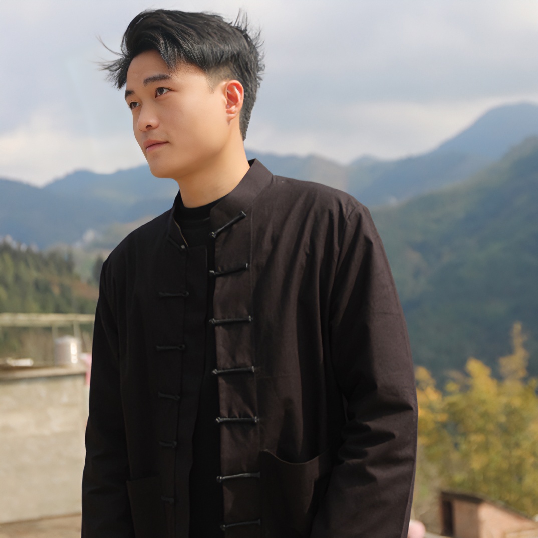 壮族三月三手工黑色土布纯色男装 包邮中国风男士休闲复古
