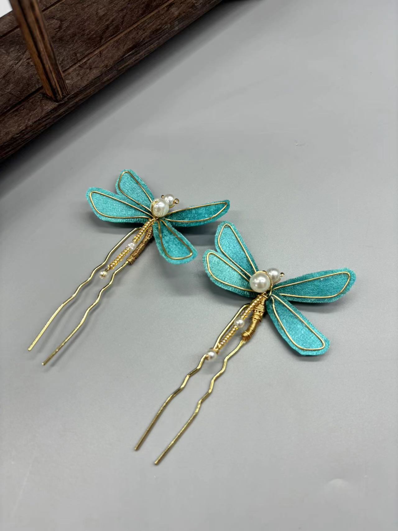 《夏禾》发钗蓝色发簪复古国风古风纯手工簪发烧蓝蓝色发簪复古国风