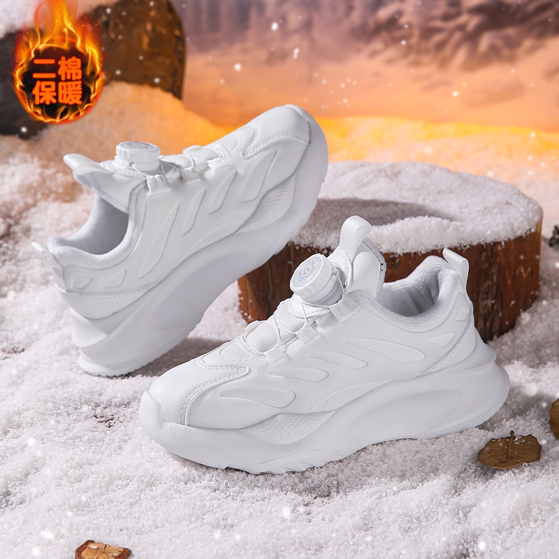 儿童鞋子秋冬新款皮面加绒保暖棉鞋中大童男孩轻便软底防滑运动鞋