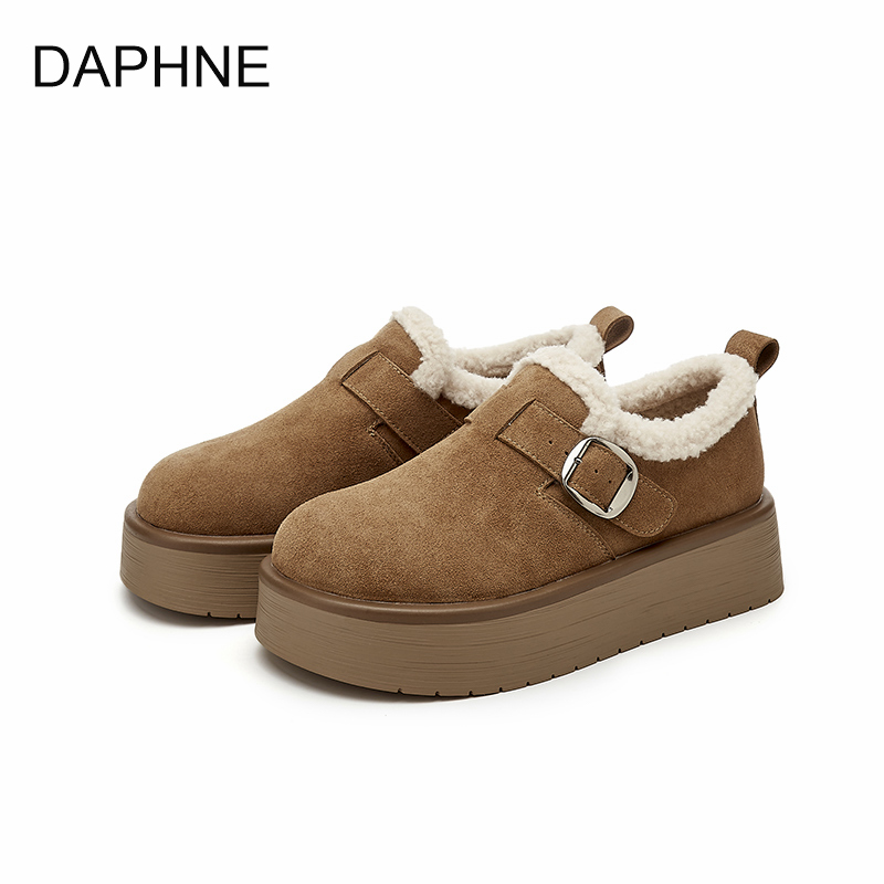 达芙妮加绒勃肯鞋2025冬季新款复古耐磨单鞋软底增高舒适轻便女鞋