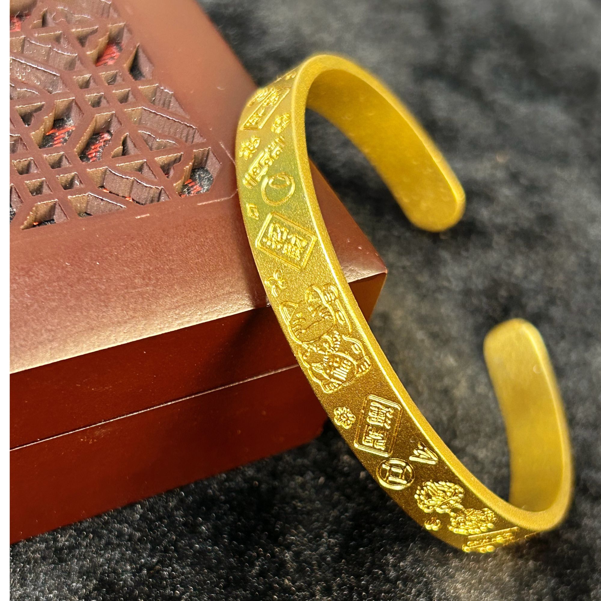 足银手镯 【莲梵珠宝】足银吉言手镯 磨砂古风经典气质