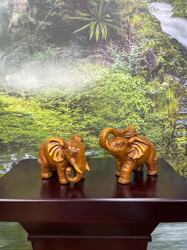 吉祥如意小象（黄）玄关 电视柜 博古架 家居装饰摆件 长18高14