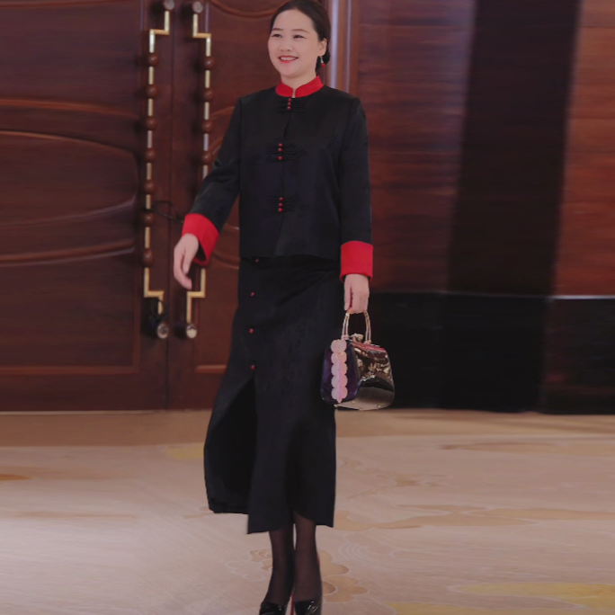 美爱《同心同德2》新国风盘扣对襟九扣提花上衣秋冬中国风中式唐装