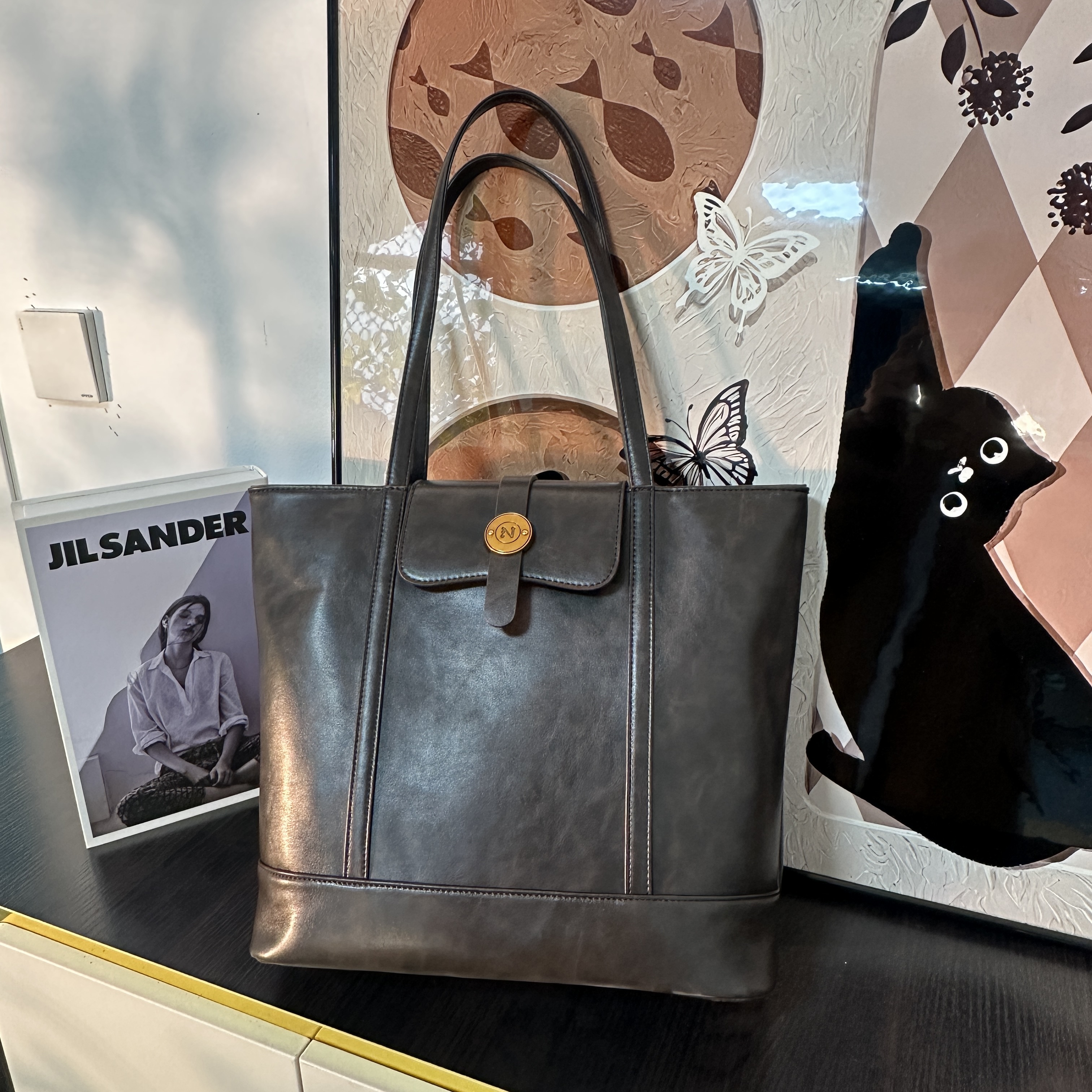 2024新款潮韩国学院托特包超复古单肩包包女秋冬休闲大容量斜挎包