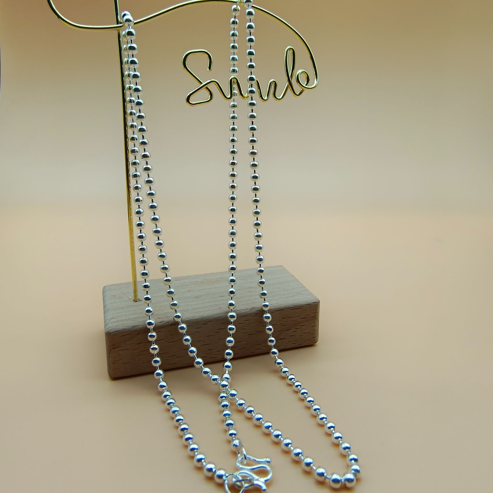 链子足银 银苗匠心时尚足银990长款手工圆珠项链毛衣链简约百搭