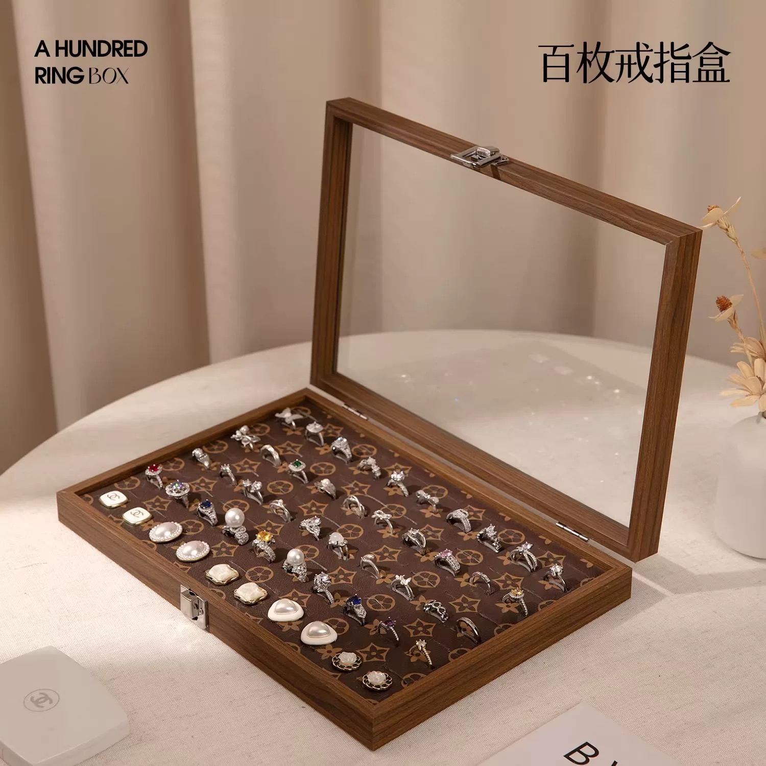 戒指收纳盒展示高档复古耳钉防氧化大容量木质高级感首饰盒子