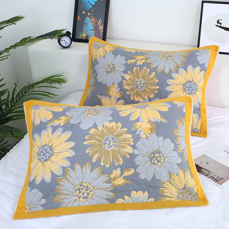 花开四季     多层纱布柔暖舒适加厚一对枕巾