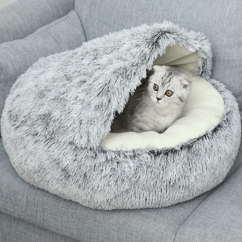 被子猫窝四季通用冬季保暖半封闭式猫咪冬天睡觉用品宠物贝壳猫窝