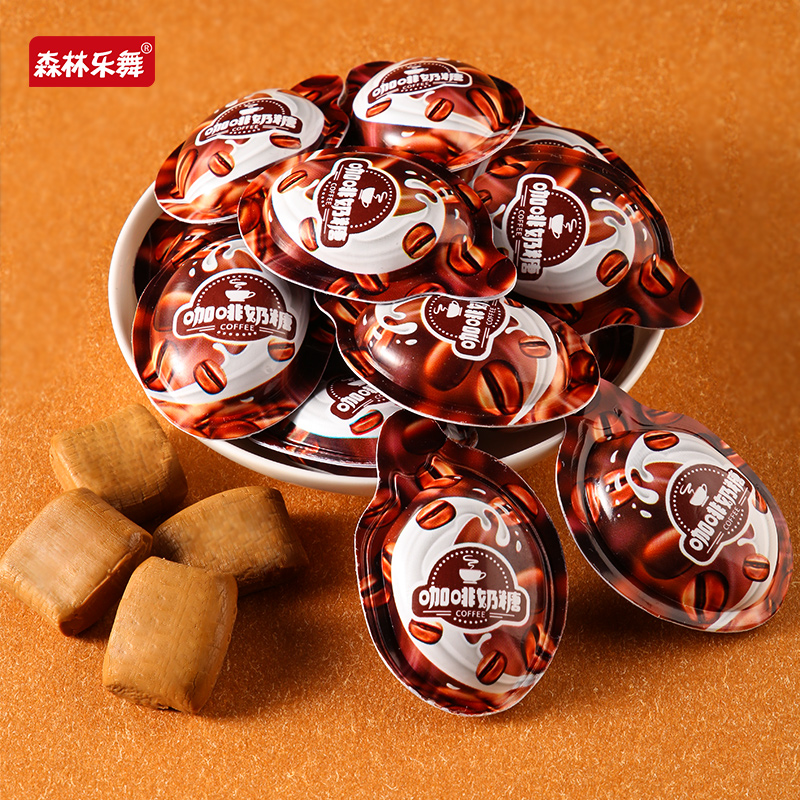 诱见3D咖啡糖奶糖榴莲糖创意软糖咖啡粉100g休闲小吃零食丝滑