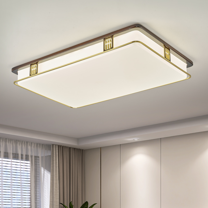 新中式实木加铜吸顶灯国风禅意简约大气客厅卧室书房卧室茶室灯