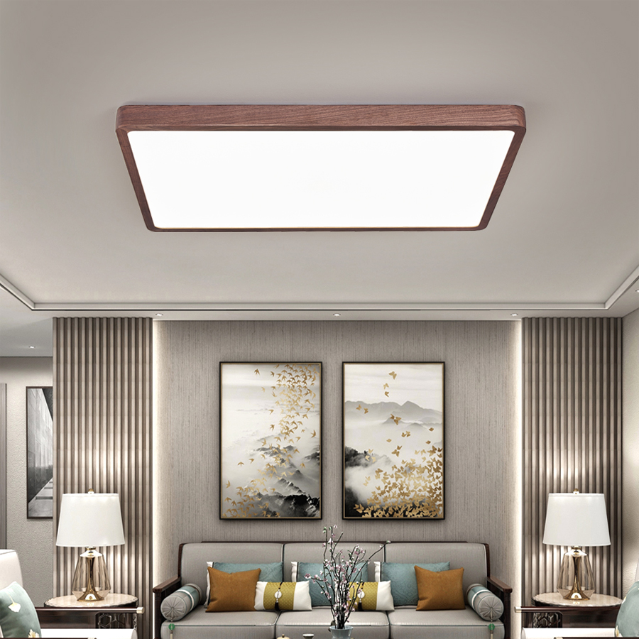新中式北美胡桃木吸顶灯简约大气中国风现代餐厅卧室灯中式风格灯