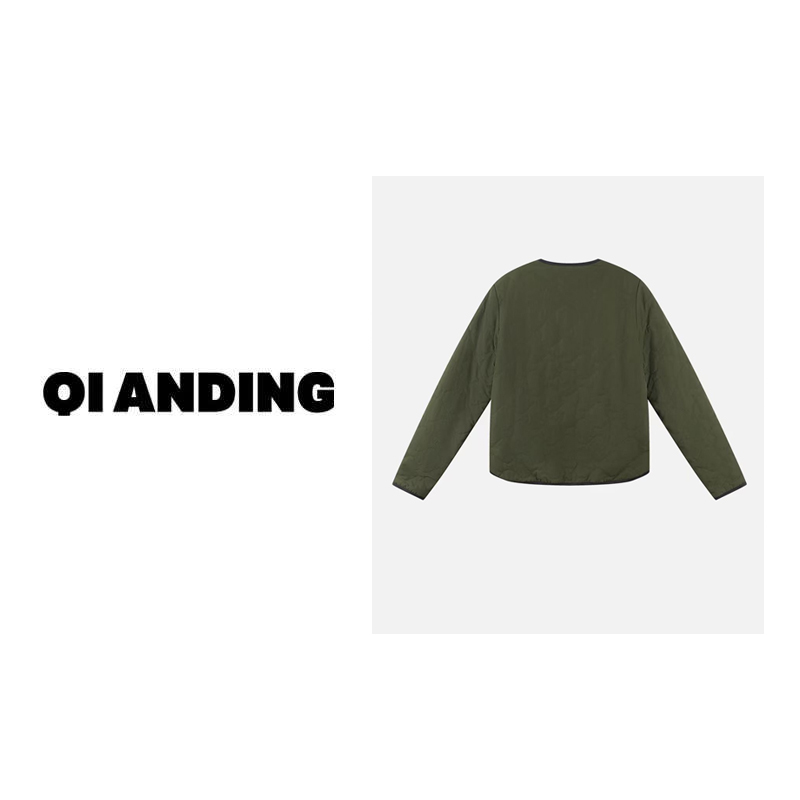 【QIANDING】2024"森朴"时尚设计感两面穿波浪纹长袖棉服249261二