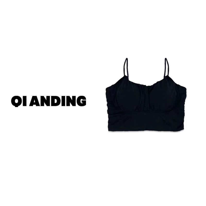 【QIANDING】2024年新款舒适百搭时尚带胸垫吊带女背心24139