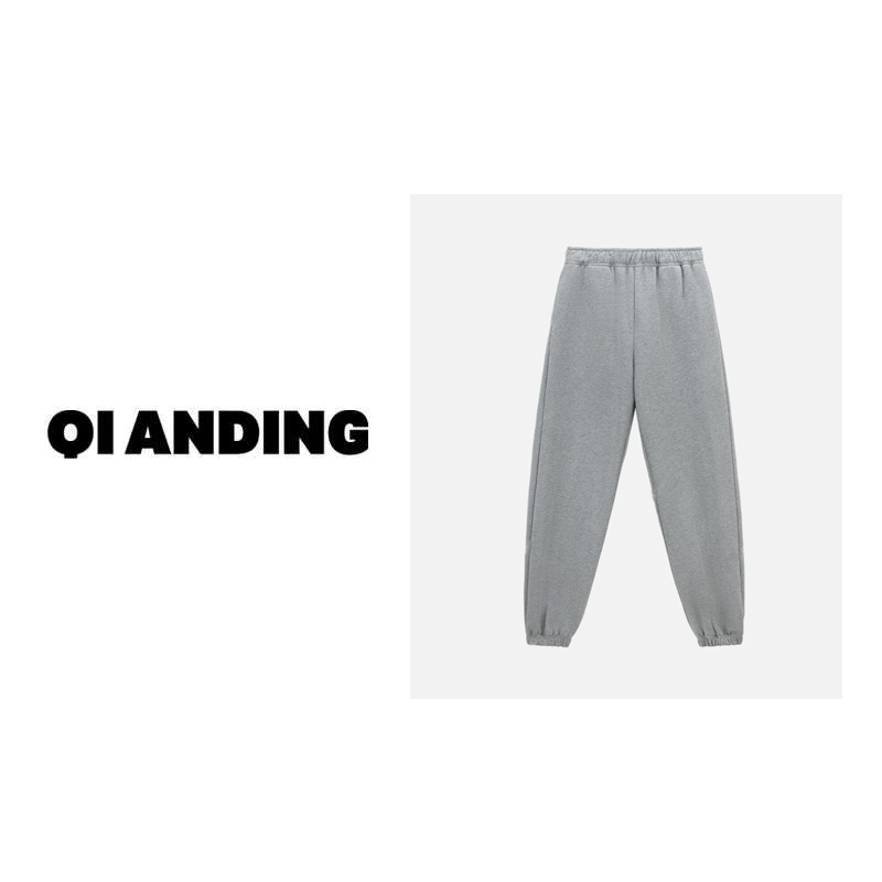 【QIANDING】2024新款“米兰卫裤” 100%棉松紧腰束脚卫裤休闲裤24911