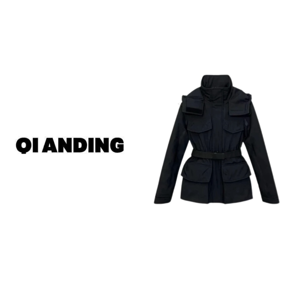 【QIANDING】2024新款“幂幂同款“ 鹅绒服冲锋衣配腰带246883