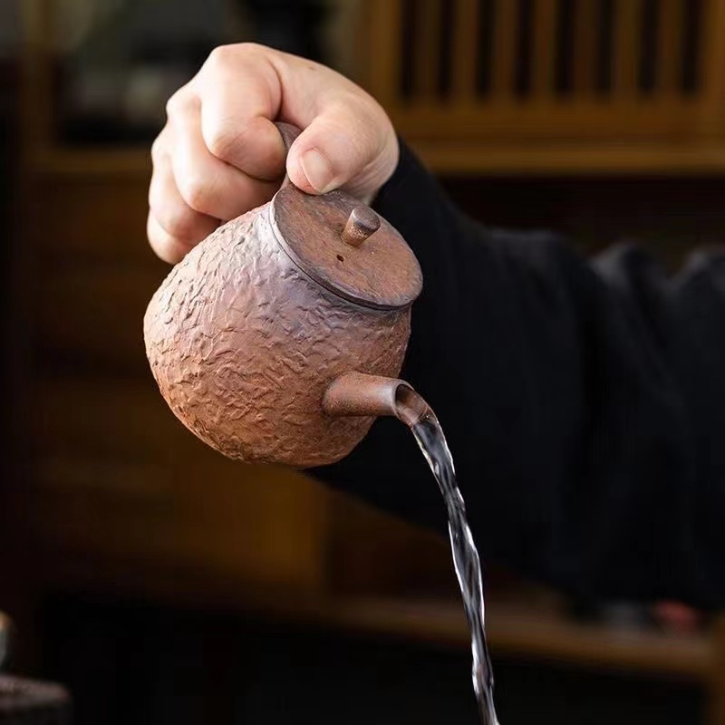 【有福器-石壁将军壶200ml】老岩泥茶壶复古粗陶创意茶壶