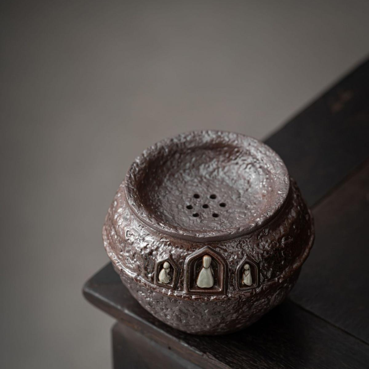 【有福器-清水悟道建水】老岩泥茶器复古粗陶创意茶器